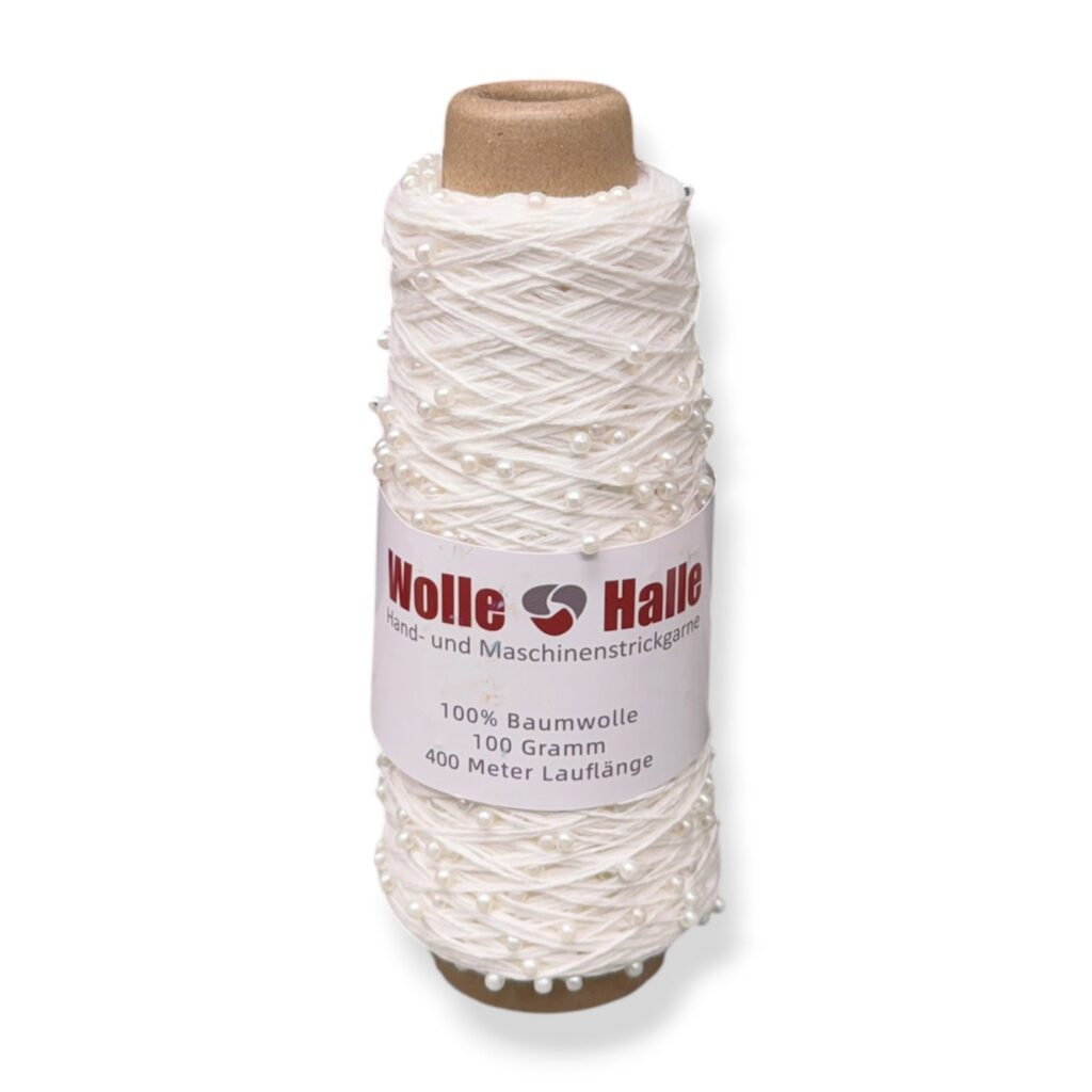 La Perla White – bomuldsgarn med perler