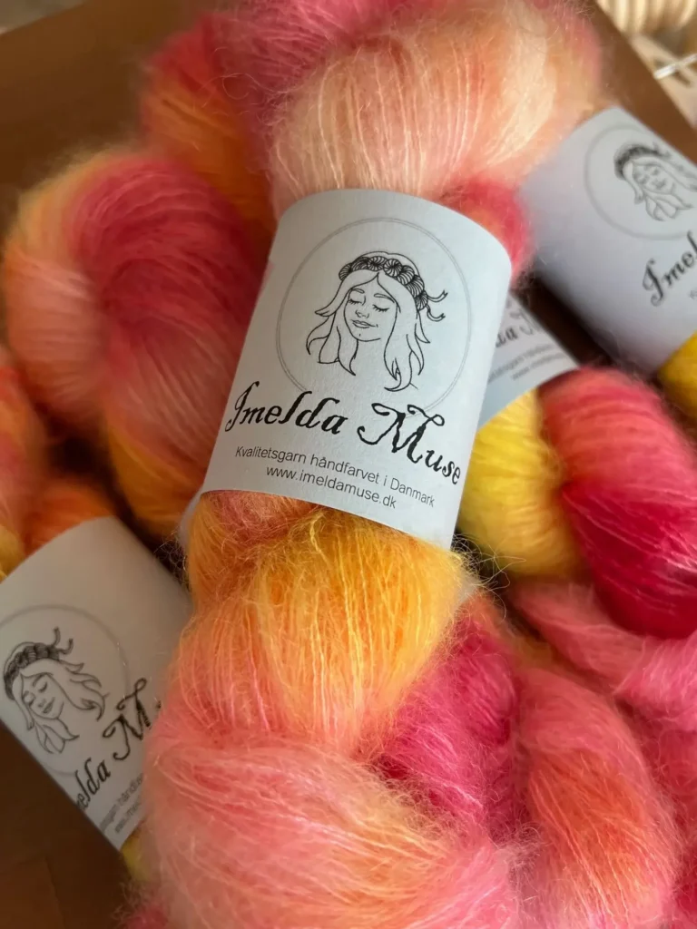 Håndfarvet Silk Mohair i pink og orange